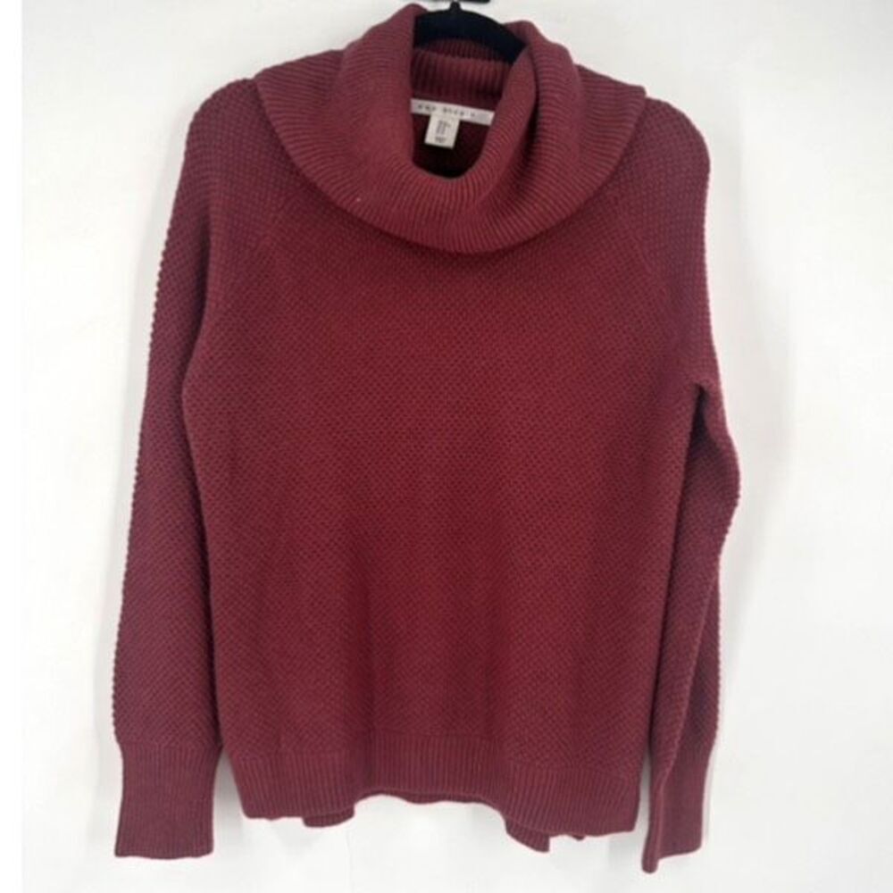 Max Studio Women’s Textured Cowl Neck Cranberry Red Cozy Sweater Size Medium
